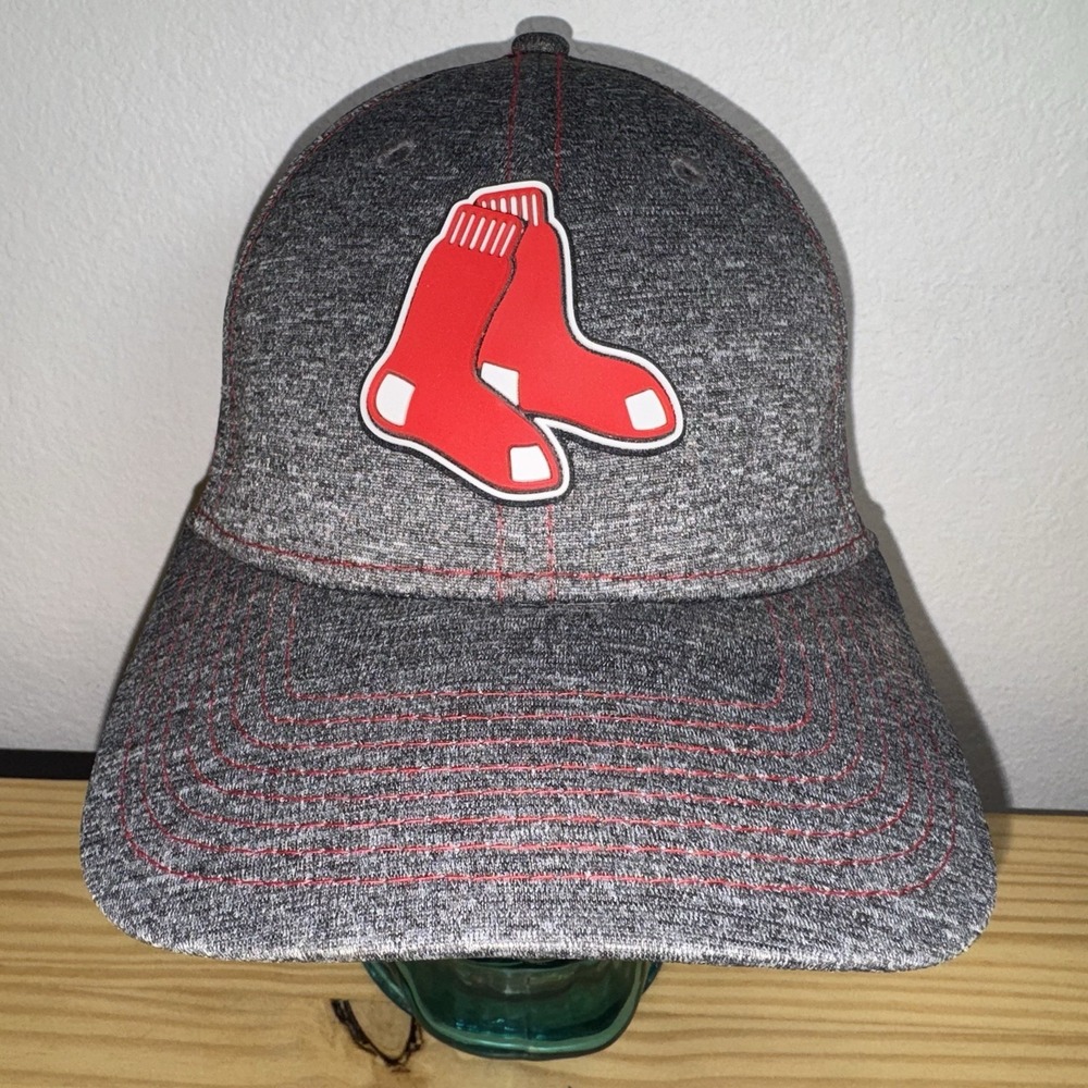 Boston Red Sox New Era 39THIRTY MLB Baseball Cap Gray Red Stretch Fit Size S/M